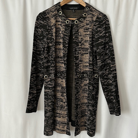 Ming Wang Sweaters - Ming Wang Brown/Black Open Front Cardigan Sweater Shirt Top **Size M** 🌺🌺
